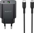 Travel Adapter 20W With USB C to USB C Cable Black / Havit