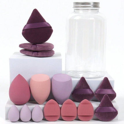 15pcs Makeup Sponge Set with Storage Jar - SmartSouks