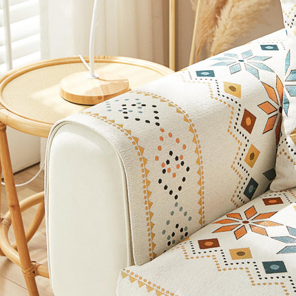 Geometric Pattern Sofa Cover 3 Seaters -70cm*180cm - Beige