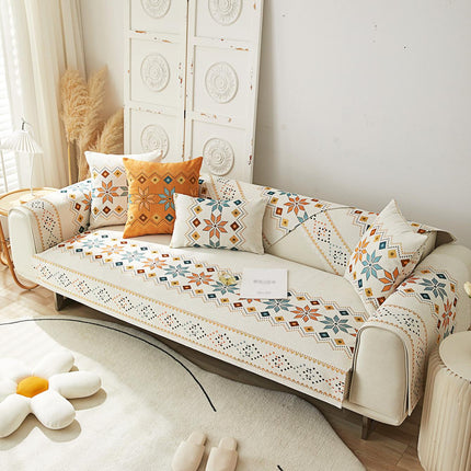 Geometric Pattern Sofa Cover 3 Seaters -70cm*180cm - Beige