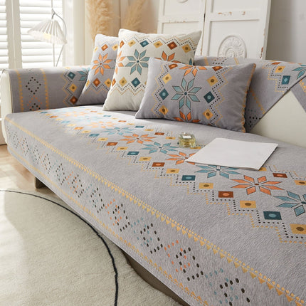 Geometric Pattern Sofa Cover 3 Seaters -70cm*180cm - Grey