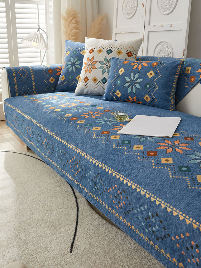 Geometric Pattern 2 Seaters Sofa Cover - 70cm*150cm - Blue