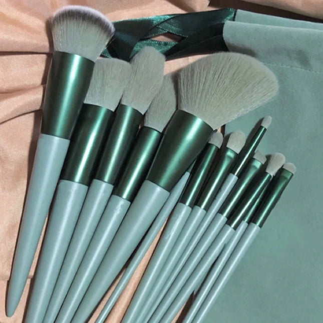 13pcs Mint Green Makeup Brush Set