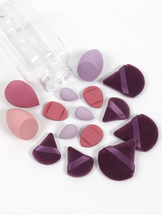 15pcs Makeup Sponge Set with Storage Jar