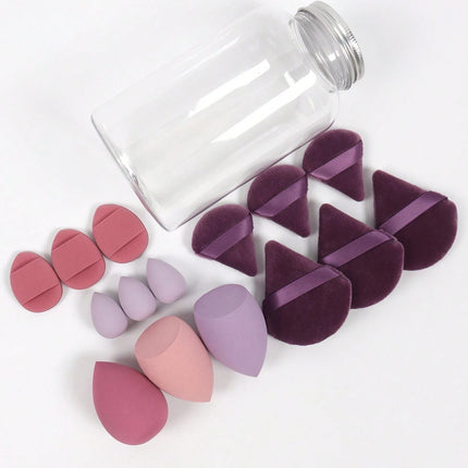 15pcs Makeup Sponge Set with Storage Jar