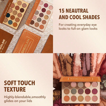 SHEGLAM Centuries Palette 15-Color Matte Shimmer Eyeshadow Palette Neutral And Cool Tones