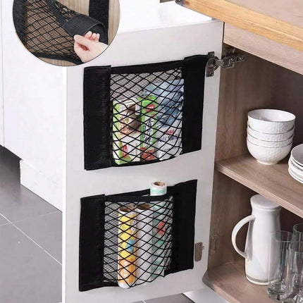 Adhesive Mesh Storage Bag Black