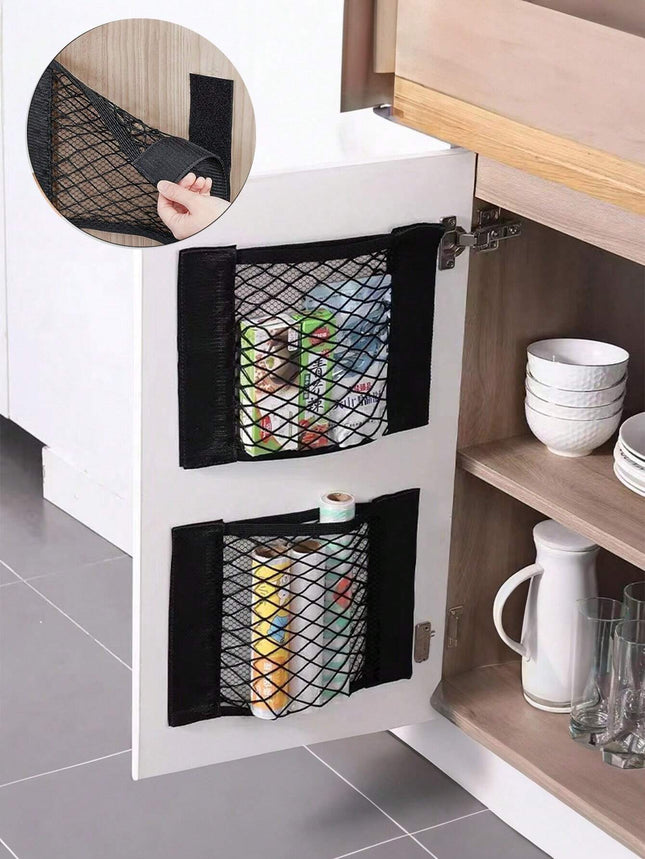 Adhesive Mesh Storage Bag Black