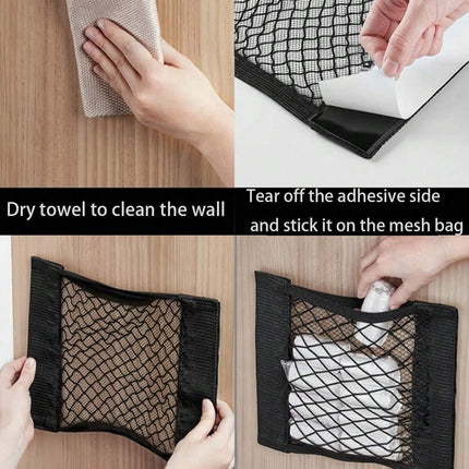 Adhesive Mesh Storage Bag Black