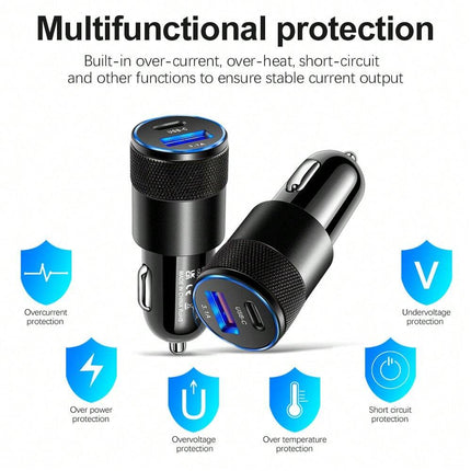PD Fast Charging Car Charger Black