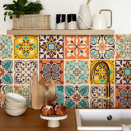 Spanish Floral Tile Wall Stickers 30pcs