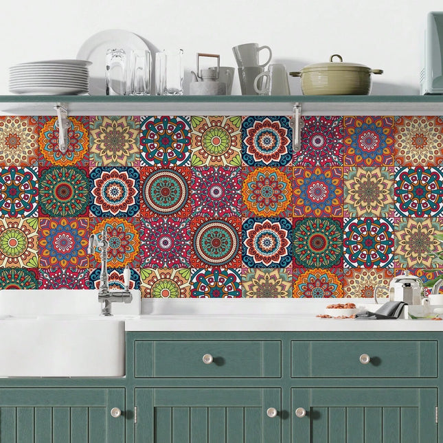 Talavera Style Tile Wall Stickers 30pcs 10x10cm