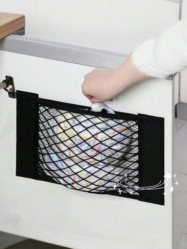Adhesive Mesh Storage Bag Black