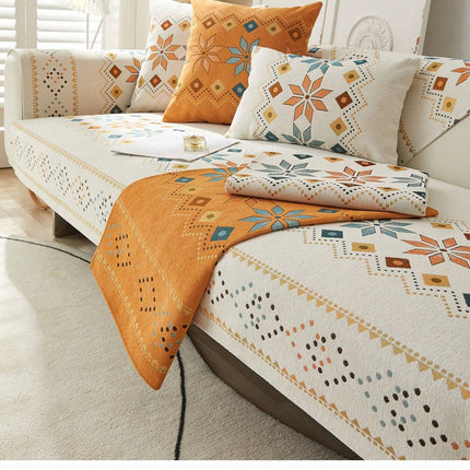 Geometric Pattern Sofa Cover 3 Seaters -70cm*180cm - Beige