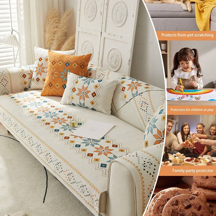 Geometric Pattern Sofa Cover 3 Seaters -70cm*180cm - Beige