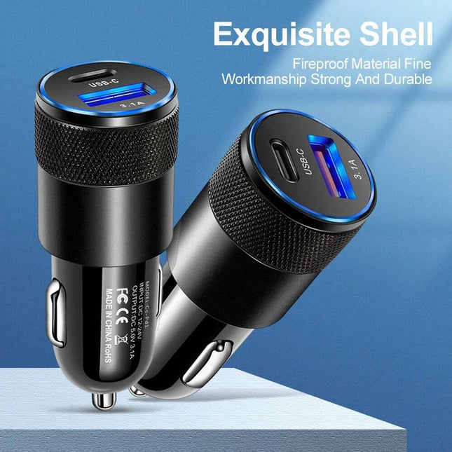 PD Fast Charging Car Charger Black