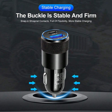 PD Fast Charging Car Charger Black
