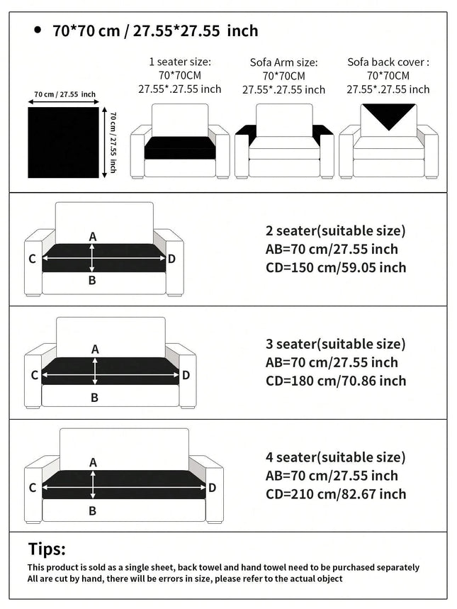 Geometric Pattern Sofa Cover 3 Seaters -70cm*180cm - Beige