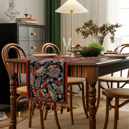 Vintage Style Red Floral Table Runner 35*200cm