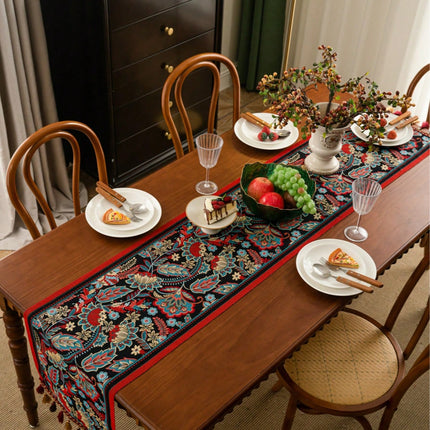 Vintage Style Red Floral Table Runner 35*200cm