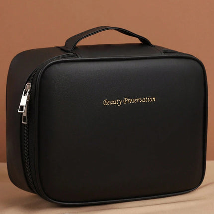 Large Double Layer Cosmetic Bag Black