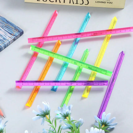 Triangular Transparent Multicolor Ruler 15cm