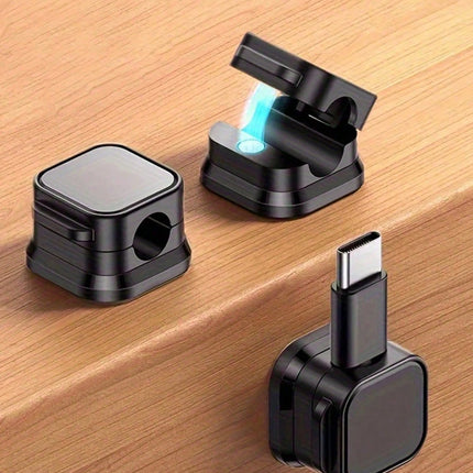 Magnetic Cable Organizer Clips Square Black