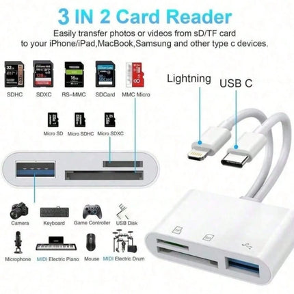 Card Reader With USB 3.0 Adapter/ White