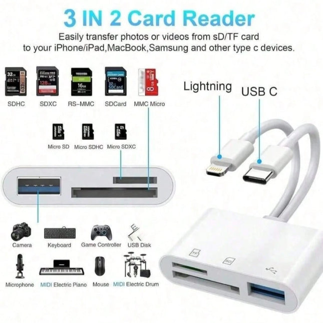 Card Reader With USB 3.0 Adapter/ White