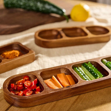 4 Compartments Wooden Divided Tray