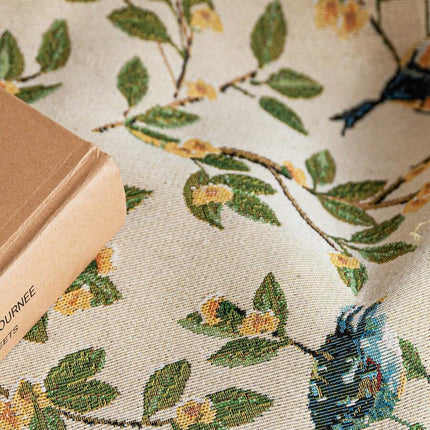 Jacquard Table Runner – Vintage Floral & Bird, Tassels, 30×200cm