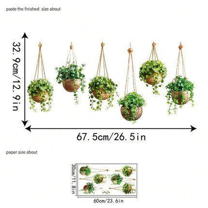 Hanging Green Potted Plant Window Sticker 33*67cm