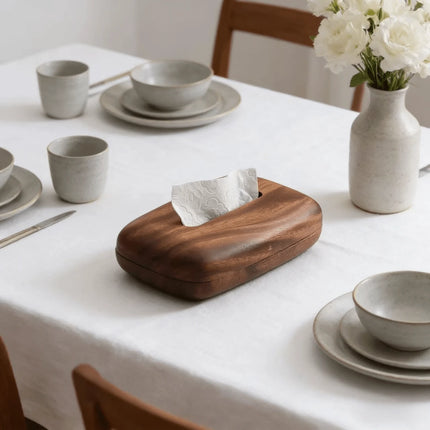 Premium Walnut Wood Tissue Box