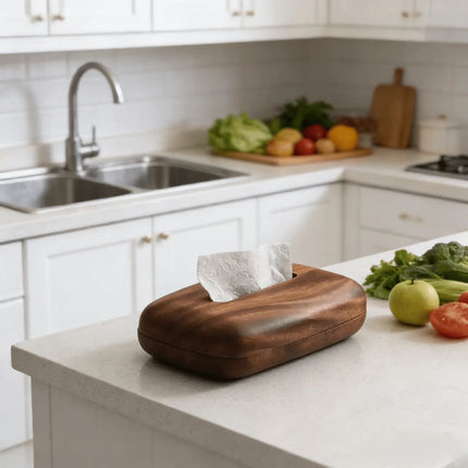 Premium Walnut Wood Tissue Box