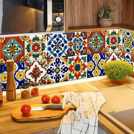 Bohemian Style Ceramic Wall Stickers 30pcs 10x10cm