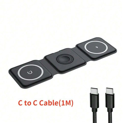 3-in-1 Foldable Magnetic Wireless Charger Black - SmartSouks