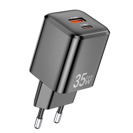 Power Adapter GaN 35W USB-A / Type-C  / AWEI PD66 Black