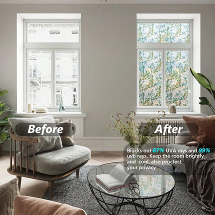 3D Leaf Pattern Privacy Window Film 45*200cm - SmartSouks