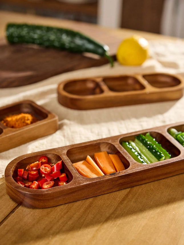 4 Compartments Wooden Divided Tray - SmartSouks