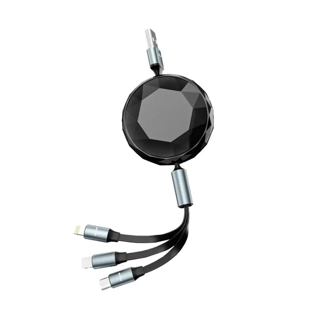 5 in 1 Retractable Cable -1.2m-Black Aluminum Shell - SmartSouks
