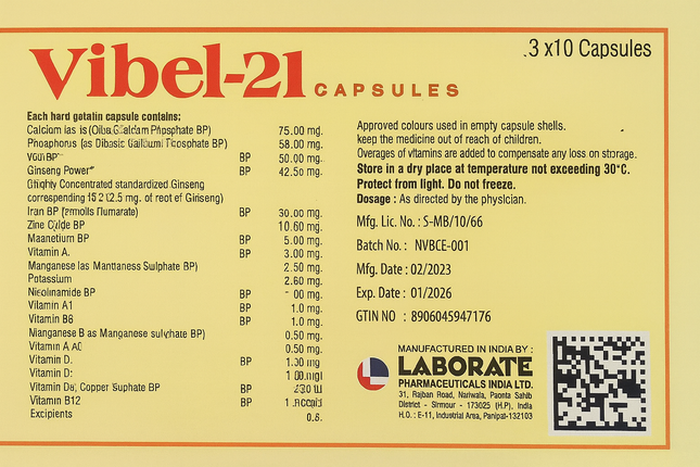VIBEL-21 Energy Multivitamin 30 Tablets