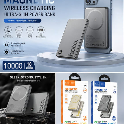 Magnetic Wireless Power Bank Fast Charge PD20W 10000mAh -Orange