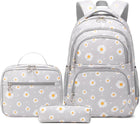 Daisy Printed Kids Backpack Set - Light Grey - 3 pcs
