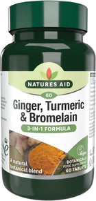 Natures Aid Ginger Turmeric Bromelain 60 Tablets