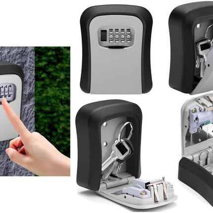Wall-Mounted Key Storage Lock Box (Grey)