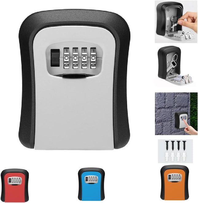 Wall-Mounted Key Storage Lock Box (Grey)