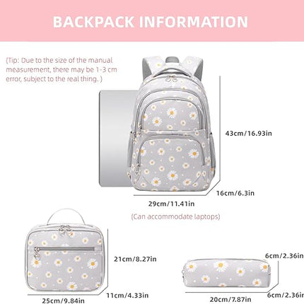 Daisy Printed Kids Backpack Set - Black/Yellow - 3 pcs