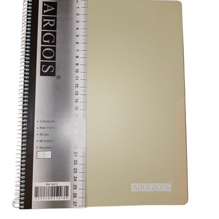 University Copybook 2-Subject A4 Plastic Cover Spiral Square 96Sh 80G / ARGOS BTS