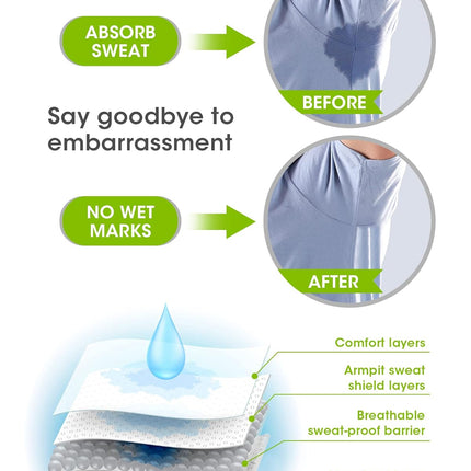 Underarm Sweat Pads -  Non Visible, Extra Adhesive, Disposable (6 pairs)