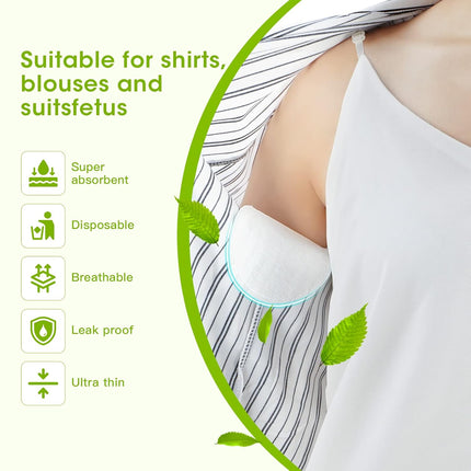 Underarm Sweat Pads -  Non Visible, Extra Adhesive, Disposable (6 pairs)